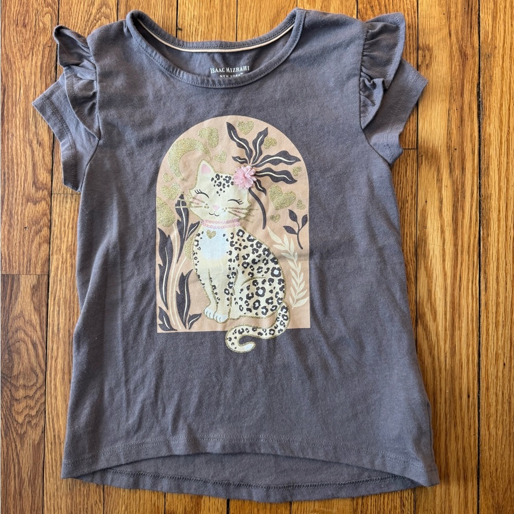 Girls Isaac Mizrahi New York Leopard Cat Bow Design Size Small 5/6